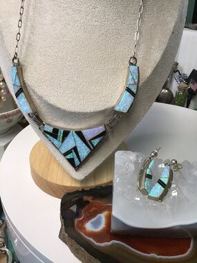 Sterling Opal Necklace & Earrings